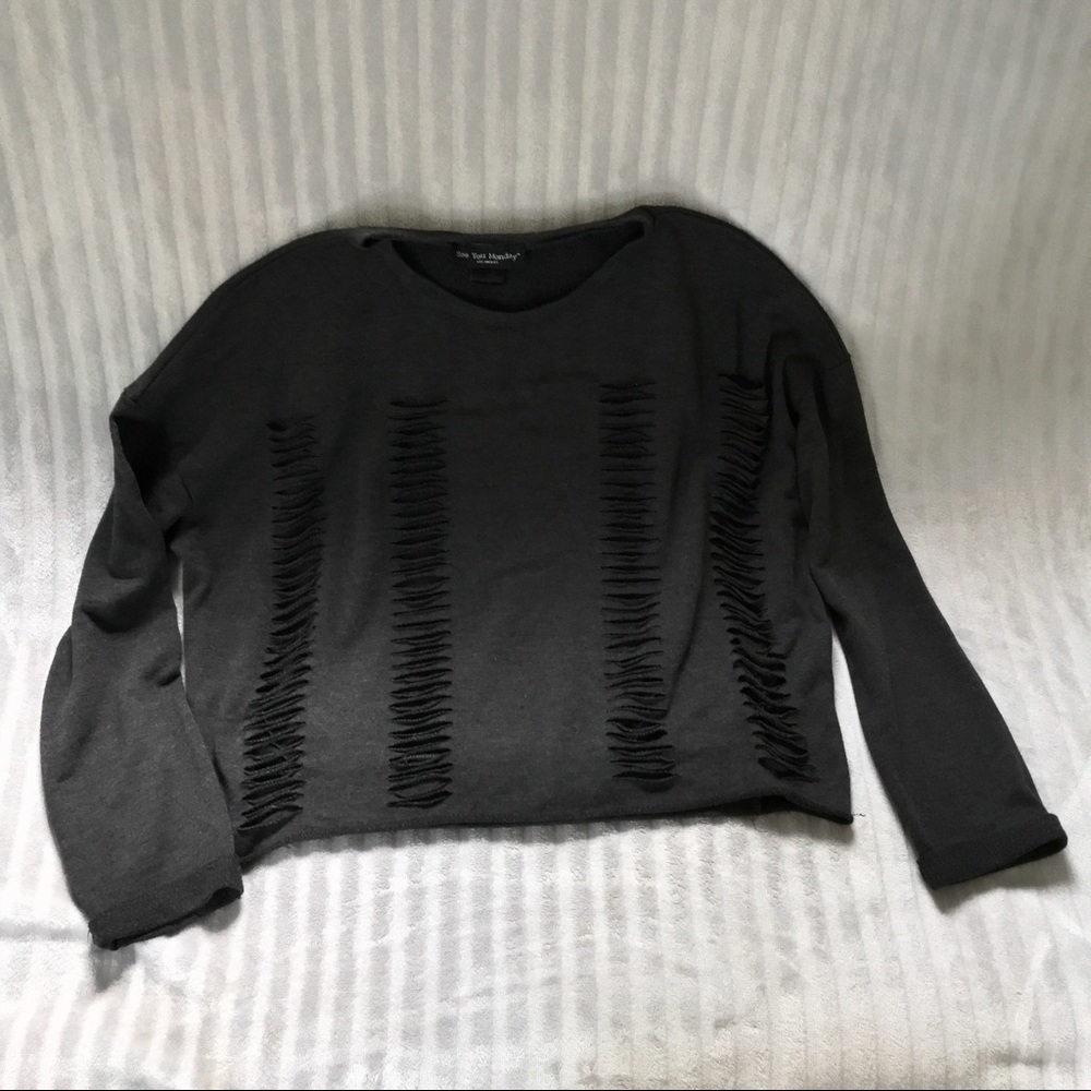 Long Sleeve Ripped Sweatshirt - Picture 2 of 4